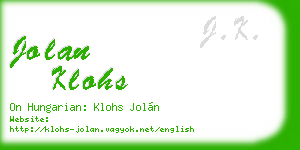 jolan klohs business card